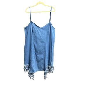Love by Chesley Women’s Denim Spaghetti Strap Tassel Jean Dress Size 1X NEW